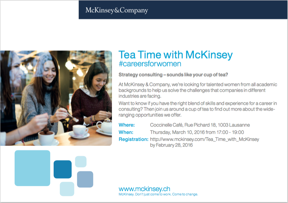 Tea Time with McKinsey #careersforwomen. March 10th, 2016